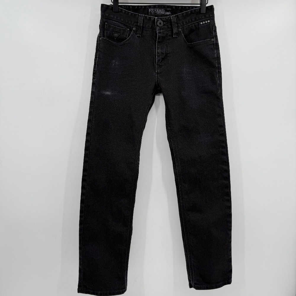 Guess Jeans Men 30 Faded Black Lincoln Slim Straight Denim Grunge 90s Y2K Rock